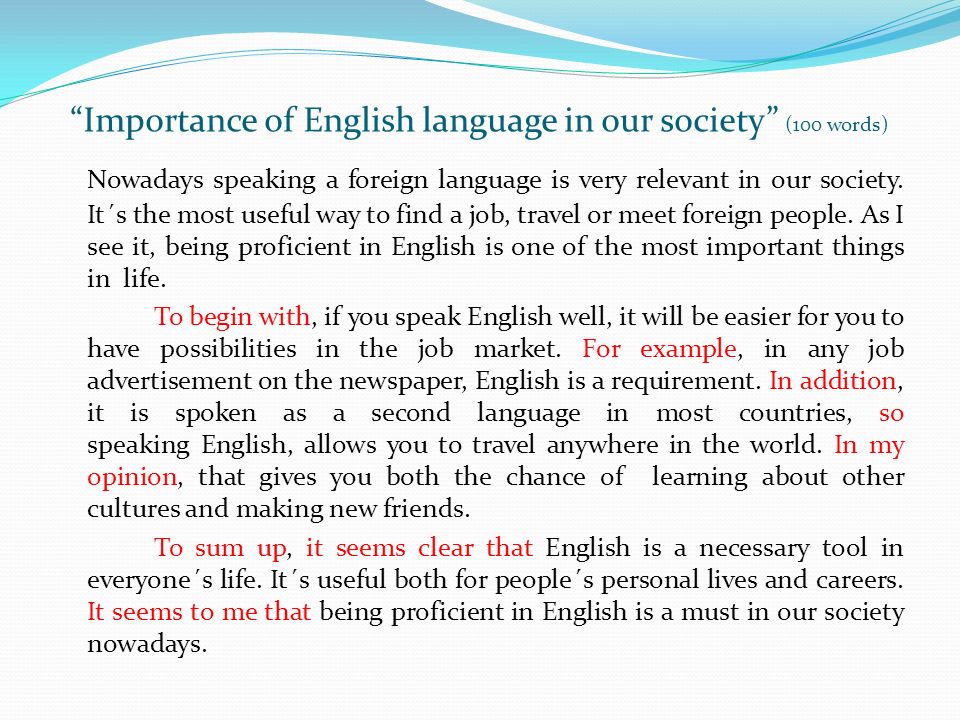 Importance Of learning English